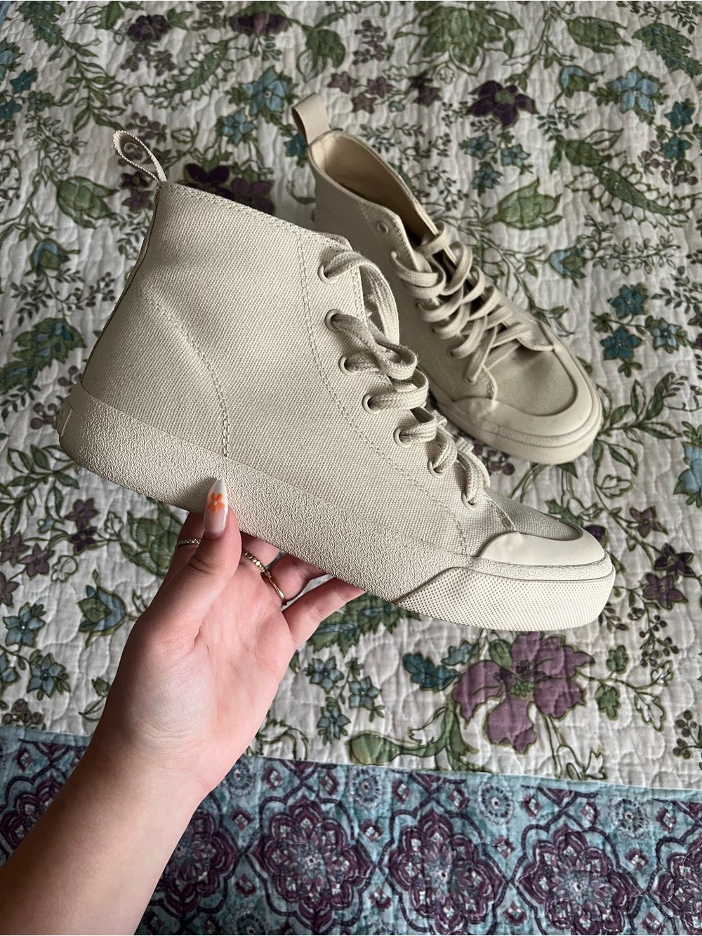 Dolce Vita Canvas High-Top Sneakers in Off-White